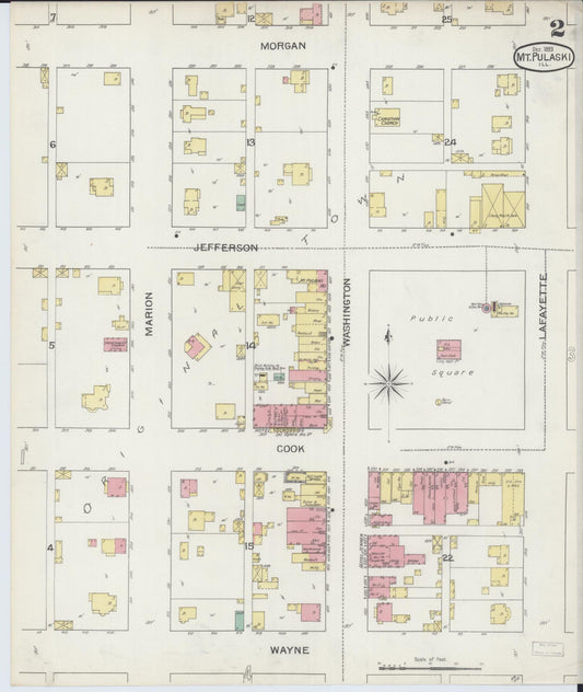 Sanborn Fire Insurance Map from Mount Pulaski, Logan County, Illinois (1893), Sheet #0002 - Historic Sanborn Fire Insurance Map Print, vintage old map wall art, antique decor, genealogy gift, Illinois Illinois map