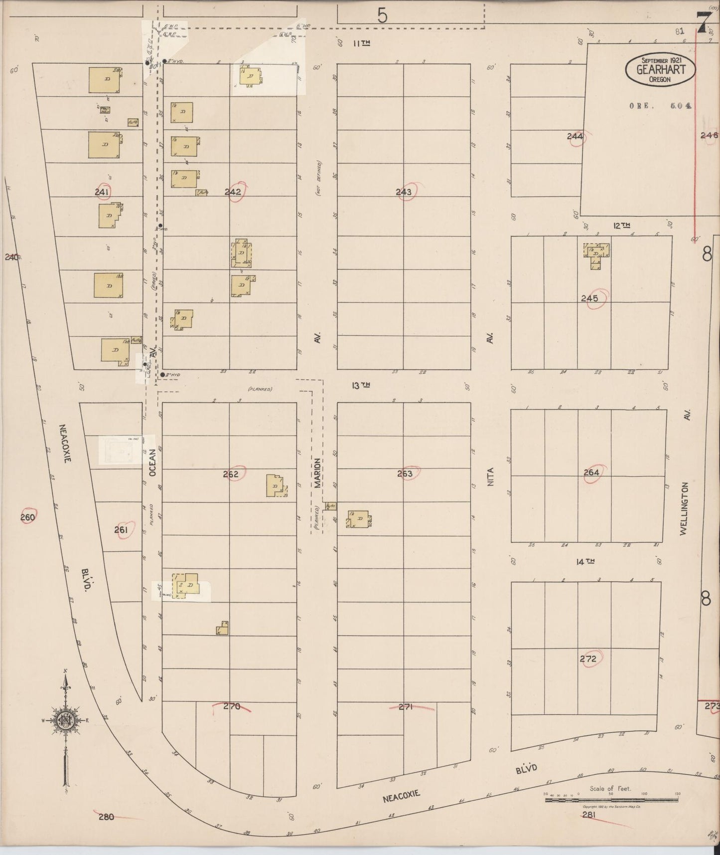 Sanborn Fire Insurance Map from Gearhart, Clatsop County, Oregon (1928), Sheet #0007 - Complete Map Set gallery image, historic Sanborn map, vintage wall art, Oregon Oregon