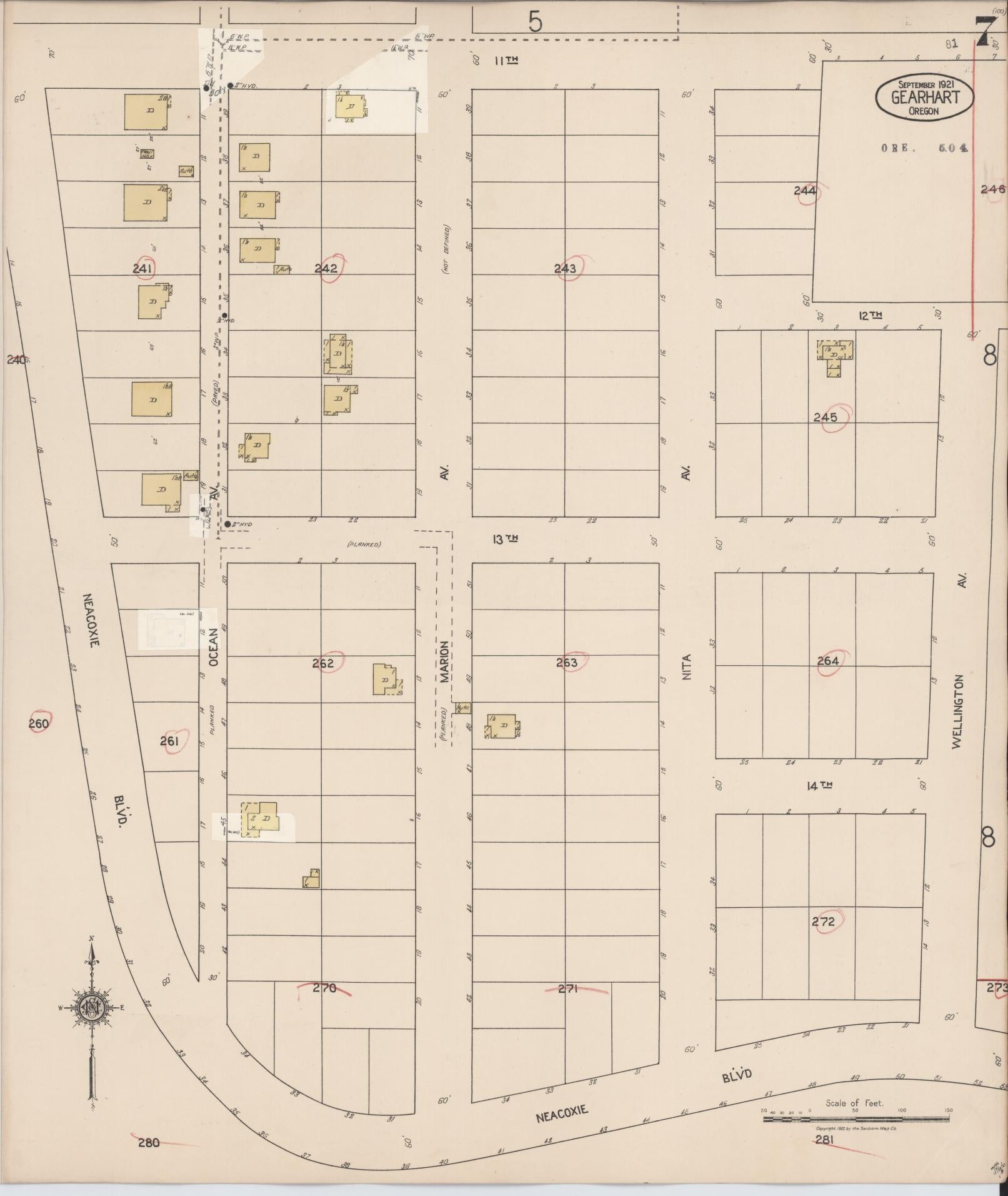 Sanborn Fire Insurance Map from Gearhart, Clatsop County, Oregon (1928), Sheet #0007 - Complete Map Set gallery image, historic Sanborn map, vintage wall art, Oregon Oregon