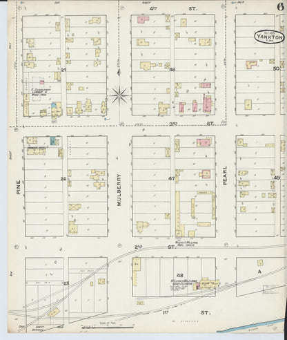 Sanborn Fire Insurance Map from Yankton, Yankton County, South Dakota (1891), Sheet #0006 - Complete Map Set gallery image, historic Sanborn map, vintage wall art, South Dakota South Dakota