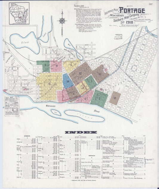Sanborn Fire Insurance Map from Portage, Columbia County, Wisconsin (1918), Sheet #0001 - Complete Map Set gallery image, historic Sanborn map, vintage wall art, Wisconsin Wisconsin