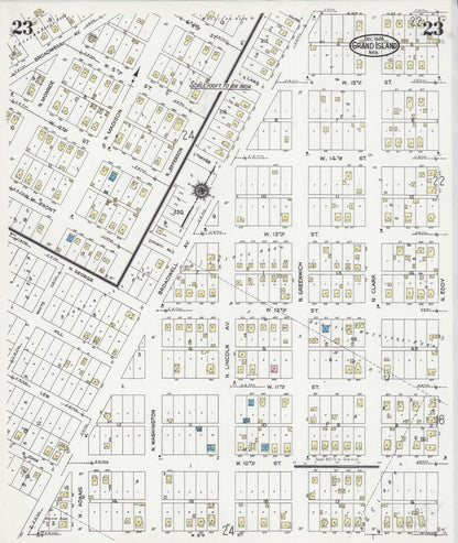 Sanborn Fire Insurance Map from Grand Island, Hall County, Nebraska (1924), Sheet #0023 - Complete Map Set gallery image, historic Sanborn map, vintage wall art, Nebraska Nebraska