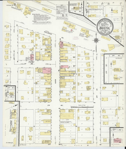 Sanborn Fire Insurance Map from Bristol, Day County, South Dakota (1910), Sheet #0001 - Historic Sanborn Fire Insurance Map Print, vintage old map wall art, antique decor, genealogy gift, South Dakota South Dakota map