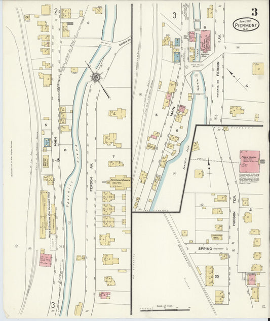 Sanborn Fire Insurance Map from Piermont, Rockland County, New York (1912), Sheet #0003 - Historic Sanborn Fire Insurance Map Print, vintage old map wall art, antique decor, genealogy gift, New York New York map