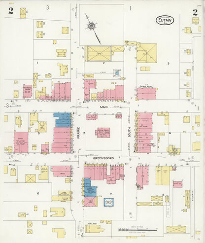 Sanborn Fire Insurance Map from Eutaw, Greene County, Alabama (1925), Sheet #0002 - Complete Map Set gallery image, historic Sanborn map, vintage wall art, Alabama Alabama