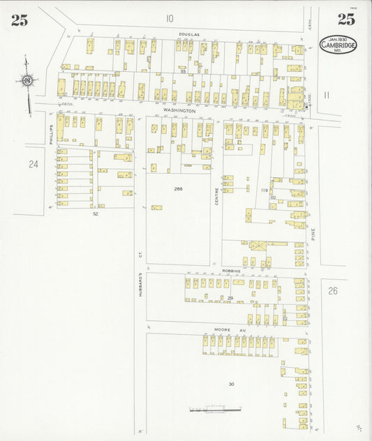 Sanborn Fire Insurance Map from Cambridge, Dorchester County, Maryland (1930), Sheet #0025 - Historic Sanborn Fire Insurance Map Print, vintage old map wall art, antique decor, genealogy gift, Maryland Maryland map