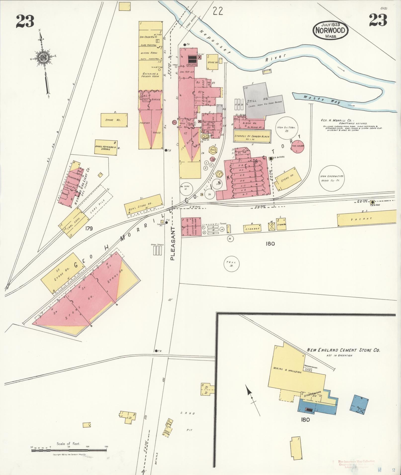Sanborn Fire Insurance Map from Norwood, Norfolk County, Massachusetts (1923), Sheet #0023 - Complete Map Set gallery image, historic Sanborn map, vintage wall art, Massachusetts Massachusetts