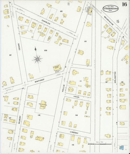 Sanborn Fire Insurance Map from South Farmington, Middlesex County, Massachusetts (1909), Sheet #0016 - Historic Sanborn Fire Insurance Map Print, vintage old map wall art, antique decor, genealogy gift, Massachusetts Massachusetts map