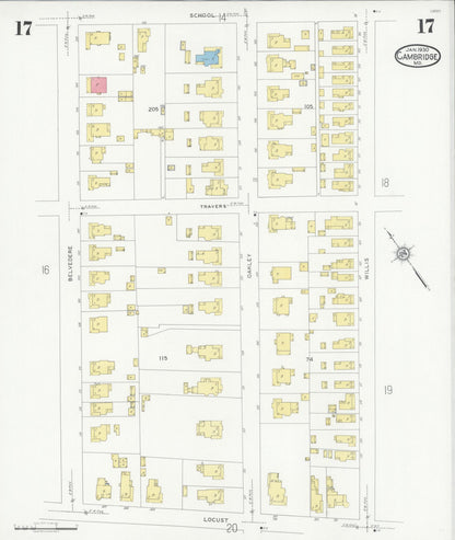 Sanborn Fire Insurance Map from Cambridge, Dorchester County, Maryland (1930), Sheet #0017 - Complete Map Set gallery image, historic Sanborn map, vintage wall art, Maryland Maryland
