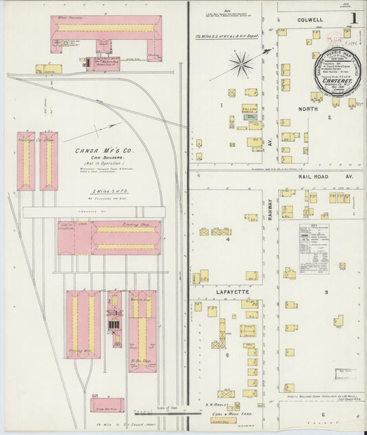Sanborn Fire Insurance Map from Carteret, Middlesex County, New Jersey (1896), Sheet #0001 - Complete Map Set gallery image, historic Sanborn map, vintage wall art, New Jersey New Jersey
