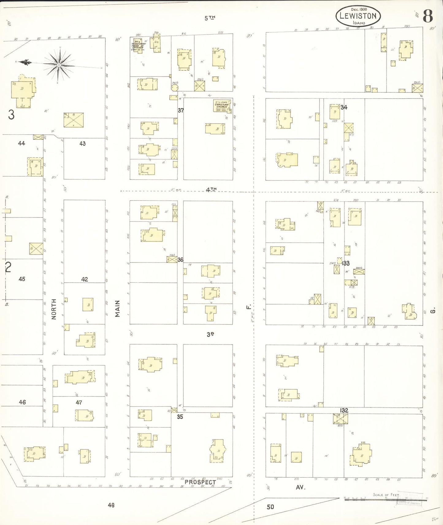 Sanborn Fire Insurance Map from Lewiston, Nez Perce County, Idaho (1900), Sheet #0008 - Complete Map Set gallery image, historic Sanborn map, vintage wall art, Idaho Idaho
