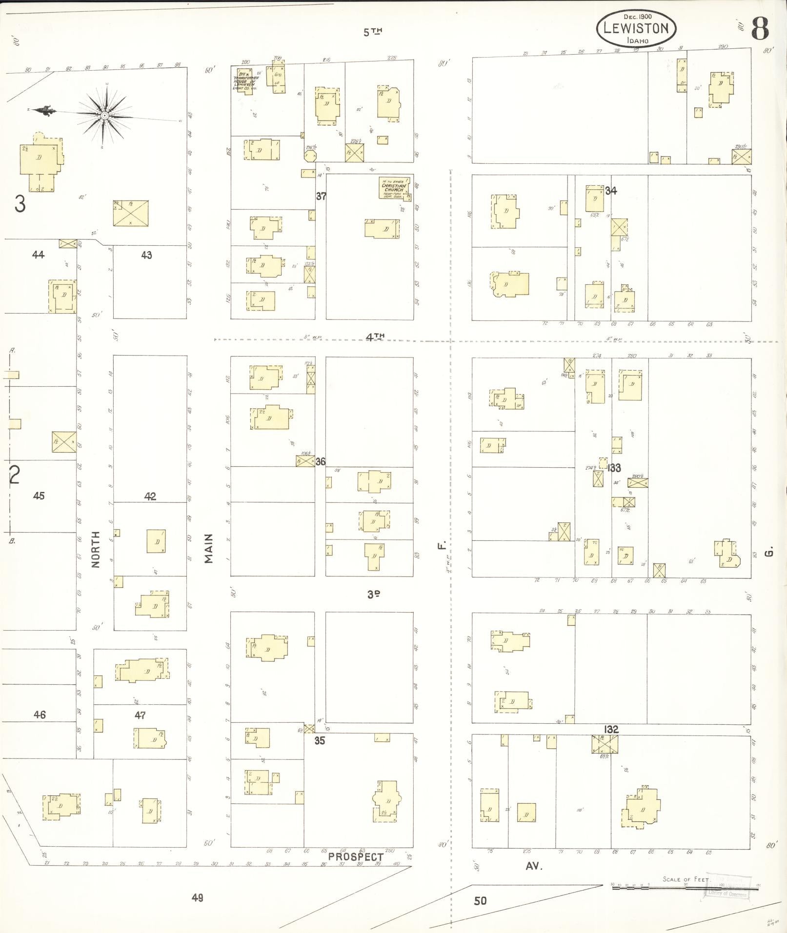 Sanborn Fire Insurance Map from Lewiston, Nez Perce County, Idaho (1900), Sheet #0008 - Complete Map Set gallery image, historic Sanborn map, vintage wall art, Idaho Idaho