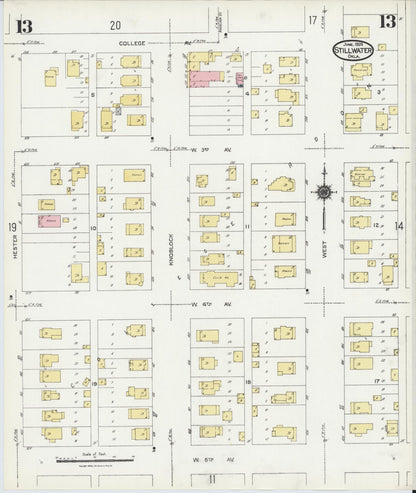 Sanborn Fire Insurance Map from Stillwater, Payne County, Oklahoma (1924), Sheet #0013 - Complete Map Set gallery image, historic Sanborn map, vintage wall art, Oklahoma Oklahoma