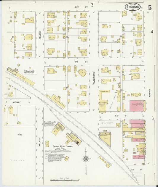 Sanborn Fire Insurance Map from Sturgis, Union County, Kentucky (1912), Sheet #0005 - Historic Sanborn Fire Insurance Map Print, vintage old map wall art, antique decor, genealogy gift, Kentucky Kentucky map