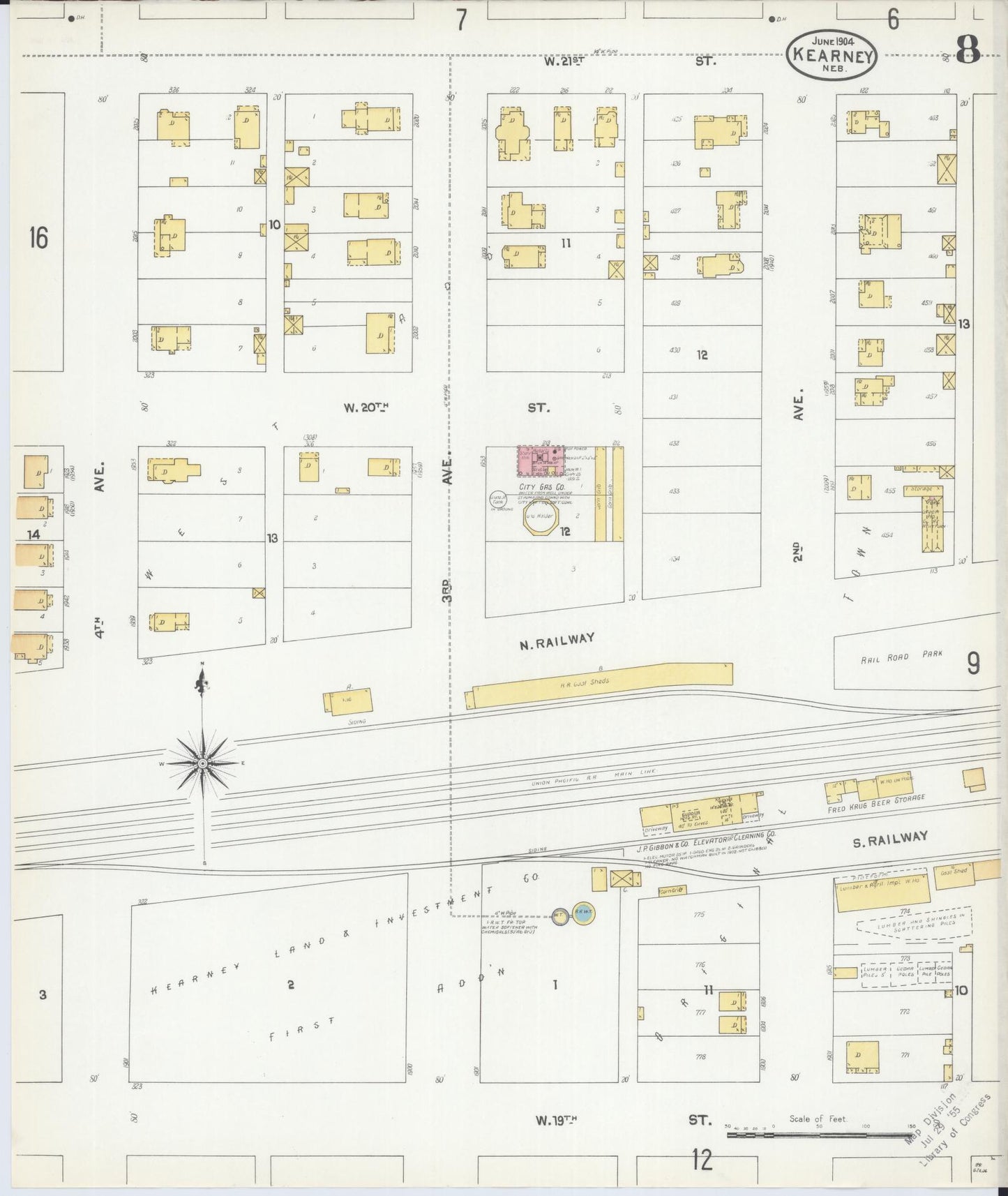 Sanborn Fire Insurance Map from Kearney, Buffalo County, Nebraska (1904), Sheet #0008 - Complete Map Set gallery image, historic Sanborn map, vintage wall art, Nebraska Nebraska