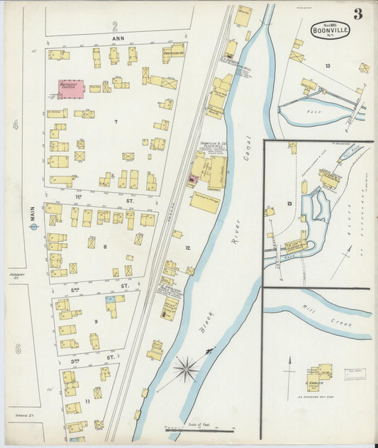 Sanborn Fire Insurance Map from Boonville, Oneida County, New York (1895), Sheet #0003 - Historic Sanborn Fire Insurance Map Print, vintage old map wall art, antique decor, genealogy gift, New York New York map