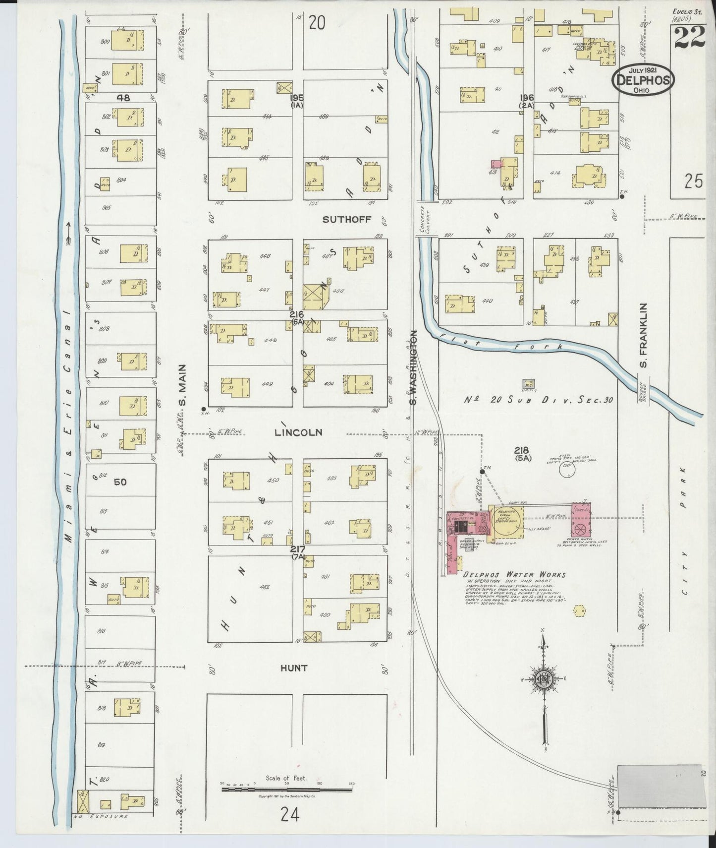Sanborn Fire Insurance Map from Delphos, Van Wert And Allen Counties, Ohio (1921), Sheet #0022 - Historic Sanborn Fire Insurance Map Print, vintage old map wall art, antique decor, genealogy gift, Ohio Ohio map