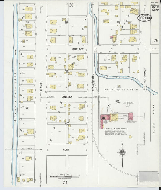 Sanborn Fire Insurance Map from Delphos, Van Wert And Allen Counties, Ohio (1921), Sheet #0022 - Historic Sanborn Fire Insurance Map Print, vintage old map wall art, antique decor, genealogy gift, Ohio Ohio map