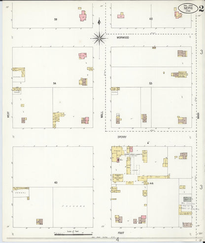 Sanborn Fire Insurance Map from Nephi, Juab County, Utah (1908), Sheet #0002 - Complete Map Set gallery image, historic Sanborn map, vintage wall art, Utah Utah