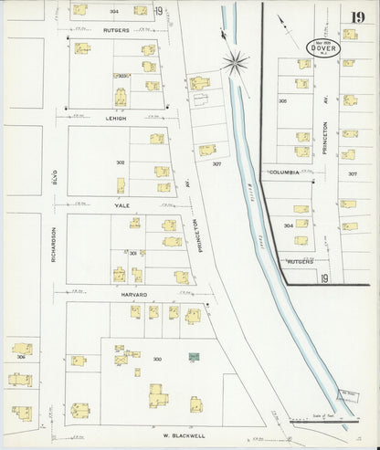 Sanborn Fire Insurance Map from Dover, Morris County, New Jersey (1909), Sheet #0019 - Complete Map Set gallery image, historic Sanborn map, vintage wall art, New Jersey New Jersey