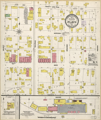 Sanborn Fire Insurance Map from Atlanta, Hamilton And Tipton Counties, Indiana (1902), Sheet #0001 - Historic Sanborn Fire Insurance Map Print, vintage old map wall art, antique decor, genealogy gift, Indiana Indiana map