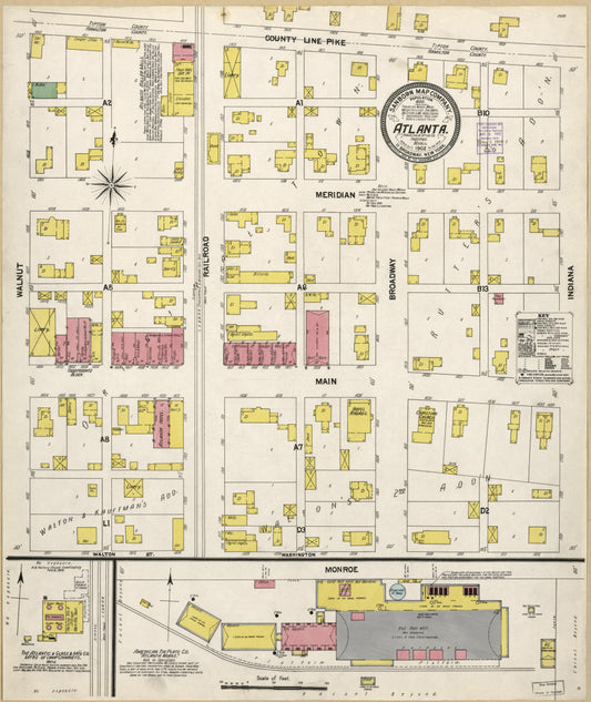Sanborn Fire Insurance Map from Atlanta, Hamilton And Tipton Counties, Indiana (1902), Sheet #0001 - Historic Sanborn Fire Insurance Map Print, vintage old map wall art, antique decor, genealogy gift, Indiana Indiana map