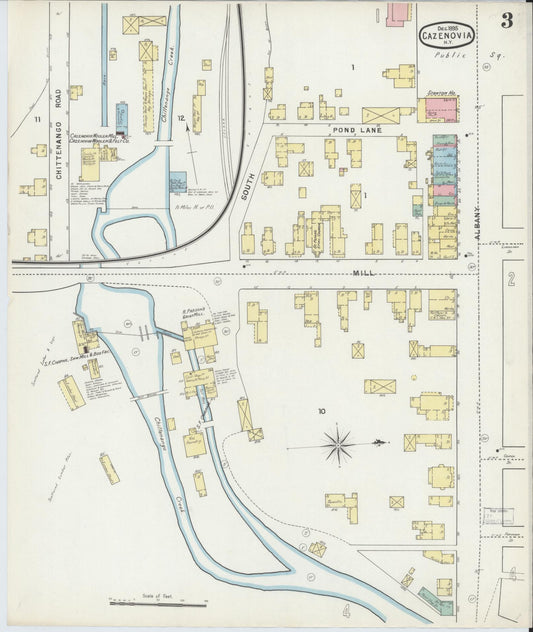 Sanborn Fire Insurance Map from Cazenovia, Madison County, New York (1895), Sheet #0003 - Historic Sanborn Fire Insurance Map Print, vintage old map wall art, antique decor, genealogy gift, New York New York map
