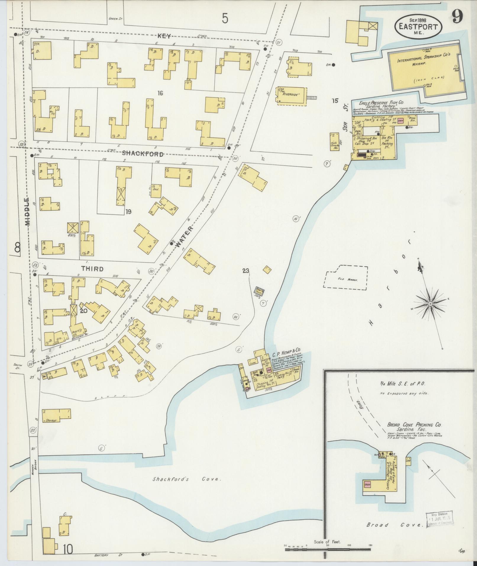 Sanborn Fire Insurance Map from Eastport, Washington County, Maine (1898), Sheet #0009 - Historic Sanborn Fire Insurance Map Print, vintage old map wall art, antique decor, genealogy gift, Maine Maine map