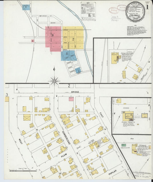 Sanborn Fire Insurance Map from Caldwell, Noble County, Ohio (1899), Sheet #0001 - Historic Sanborn Fire Insurance Map Print, vintage old map wall art, antique decor, genealogy gift, Ohio Ohio map