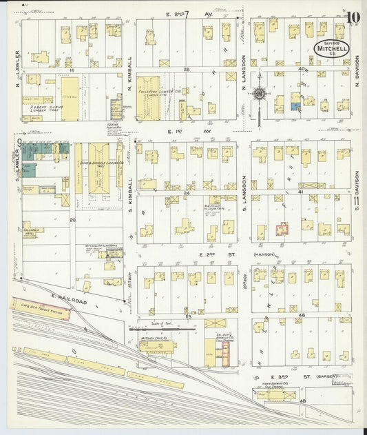 Sanborn Fire Insurance Map from Mitchell, Davison County, South Dakota (1909), Sheet #0010 - Historic Sanborn Fire Insurance Map Print, vintage old map wall art, antique decor, genealogy gift, South Dakota South Dakota map
