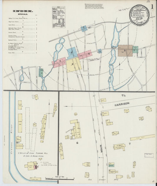 Sanborn Fire Insurance Map from Islip, Suffolk County, New York (1890), Sheet #0001 - Complete Map Set gallery image, historic Sanborn map, vintage wall art, New York New York