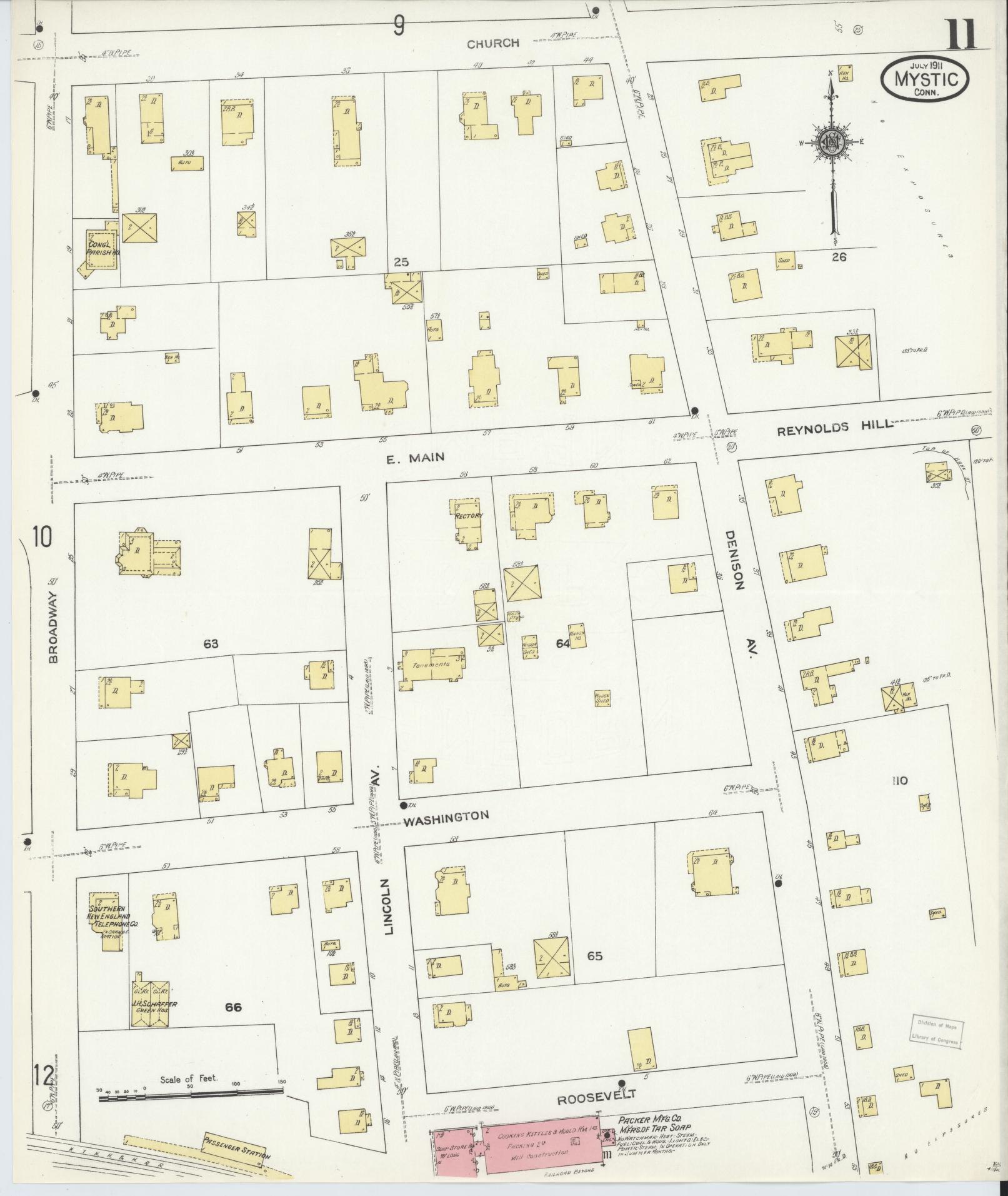 Sanborn Fire Insurance Map from Mystic, New London County, Connecticut (1911), Sheet #0011 - Complete Map Set gallery image, historic Sanborn map, vintage wall art, Connecticut Connecticut