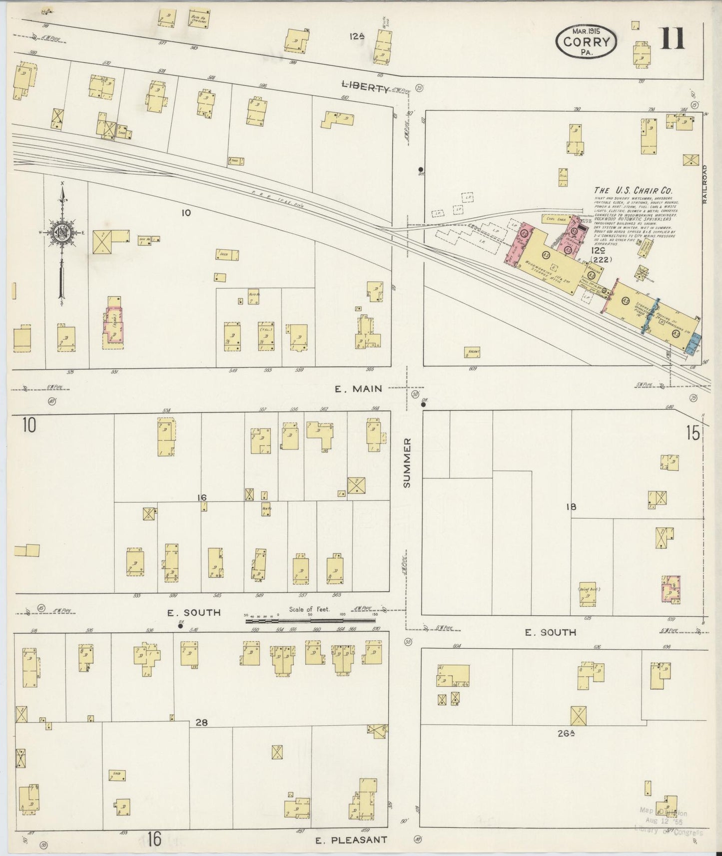 Sanborn Fire Insurance Map from Corry, Erie County, Pennsylvania (1915), Sheet #0011 - Historic Sanborn Fire Insurance Map Print, vintage old map wall art, antique decor, genealogy gift, Pennsylvania Pennsylvania map