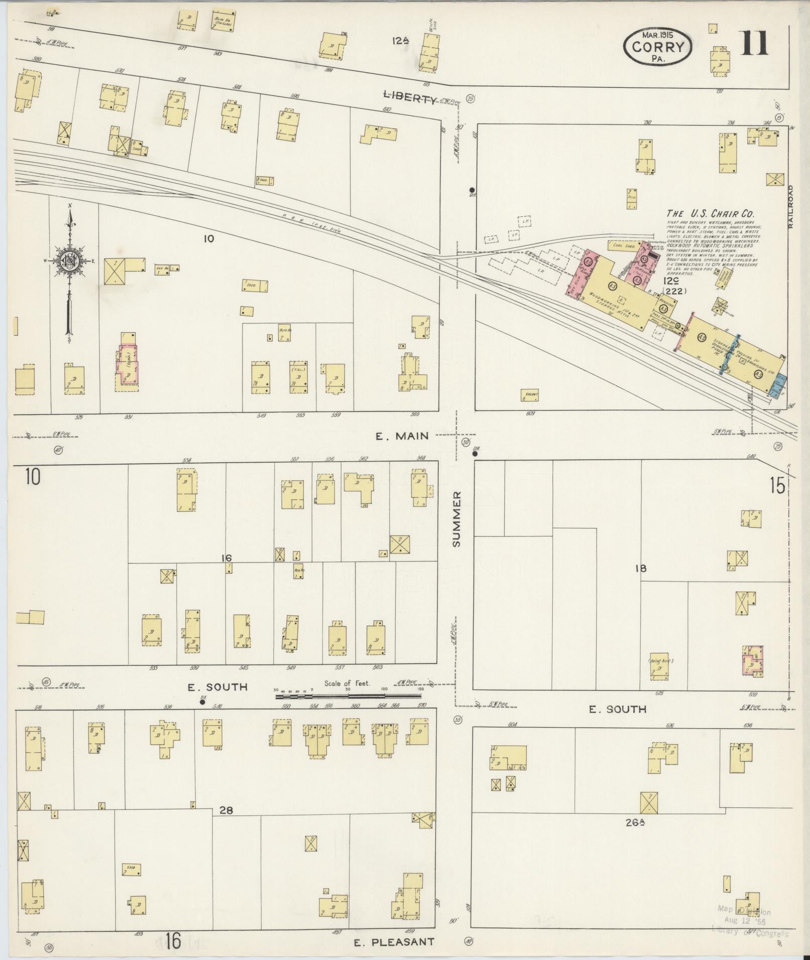Sanborn Fire Insurance Map from Corry, Erie County, Pennsylvania (1915), Sheet #0011 - Historic Sanborn Fire Insurance Map Print, vintage old map wall art, antique decor, genealogy gift, Pennsylvania Pennsylvania map