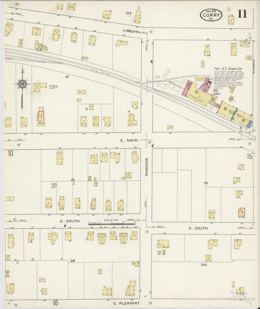 Sanborn Fire Insurance Map from Corry, Erie County, Pennsylvania (1915), Sheet #0011 - Historic Sanborn Fire Insurance Map Print, vintage old map wall art, antique decor, genealogy gift, Pennsylvania Pennsylvania map
