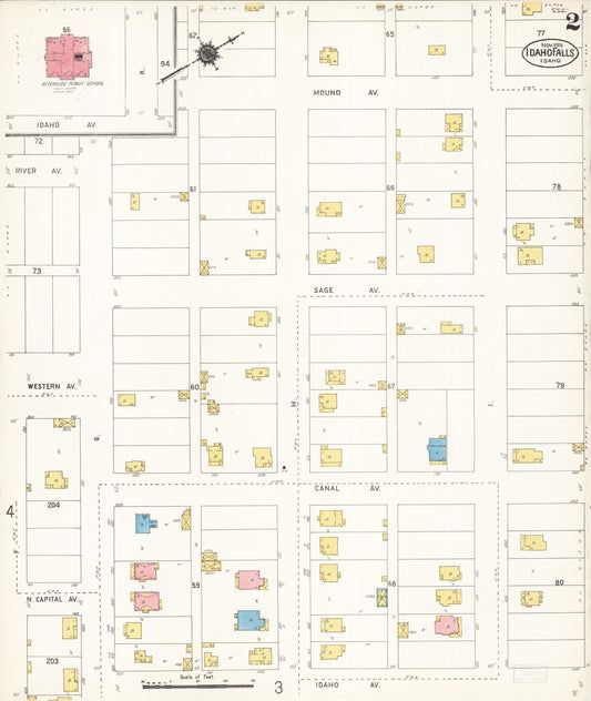 Sanborn Fire Insurance Map from Idaho Falls, Bonneville County, Idaho (1911), Sheet #0002 - Historic Sanborn Fire Insurance Map Print, vintage old map wall art, antique decor, genealogy gift, Idaho Idaho map