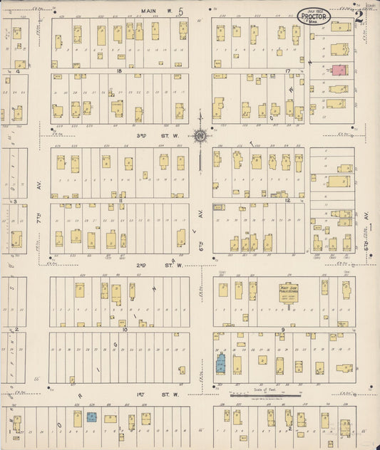 Sanborn Fire Insurance Map from Proctor, Saint Louis County, Minnesota (1922), Sheet #0002 - Historic Sanborn Fire Insurance Map Print, vintage old map wall art, antique decor, genealogy gift, Minnesota Minnesota map