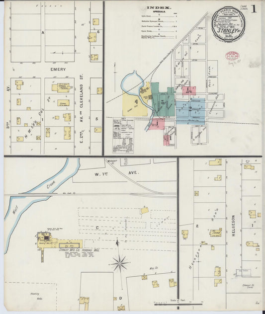 Sanborn Fire Insurance Map from Stanley, Chippewa County, Wisconsin (1895), Sheet #0001 - Complete Map Set gallery image, historic Sanborn map, vintage wall art, Wisconsin Wisconsin