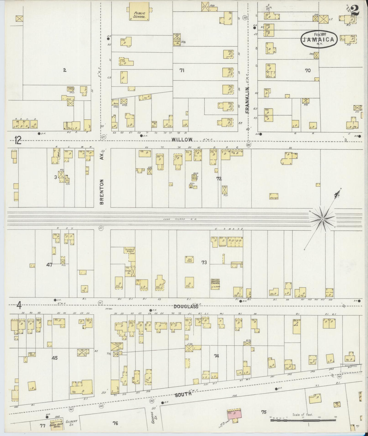 Sanborn Fire Insurance Map from Jamaica, Queens County, New York (1897), Sheet #0002 - Complete Map Set gallery image, historic Sanborn map, vintage wall art, New York New York