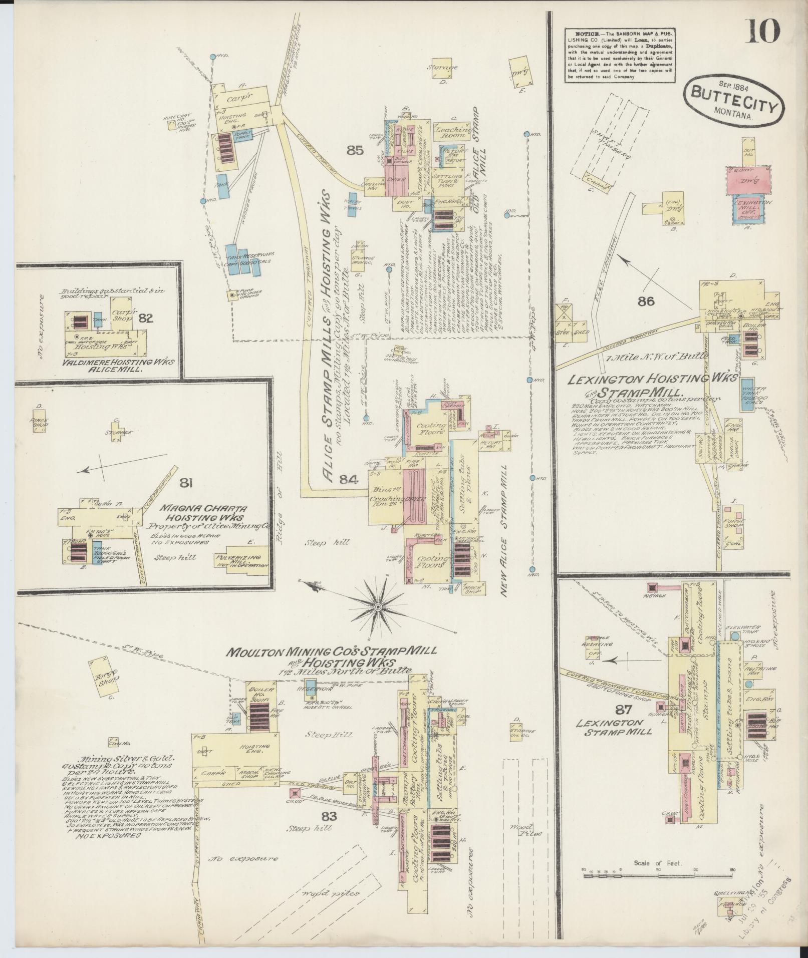 Sanborn Fire Insurance Map from Butte, Silver Bow County, Montana (1884), Sheet #0010 - Historic Sanborn Fire Insurance Map Print, vintage old map wall art, antique decor, genealogy gift, Montana Montana map