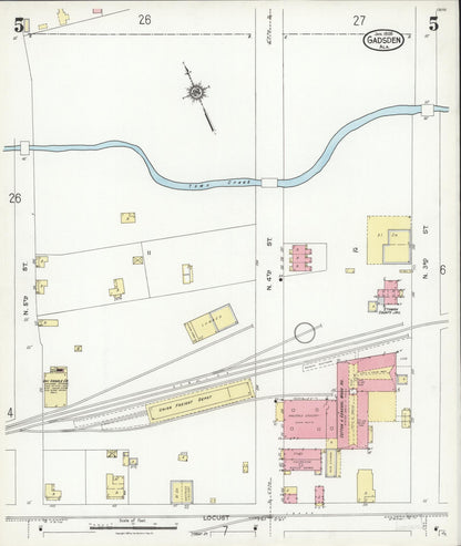 Sanborn Fire Insurance Map from Gadsden, Etowah County, Alabama (1926), Sheet #0005 - Complete Map Set gallery image, historic Sanborn map, vintage wall art, Alabama Alabama
