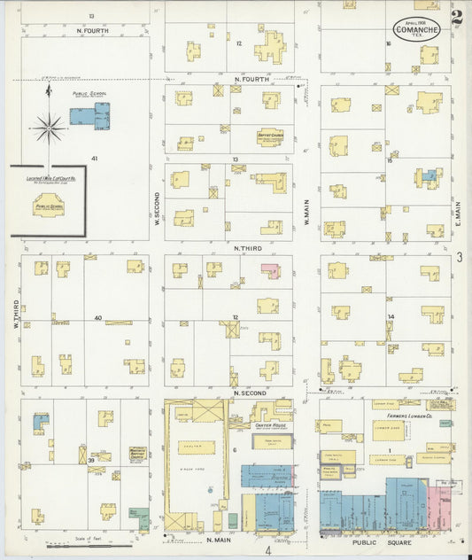 Sanborn Fire Insurance Map from Comanche, Comanche County, Texas (1908), Sheet #0002 - Historic Sanborn Fire Insurance Map Print, vintage old map wall art, antique decor, genealogy gift, Texas Texas map