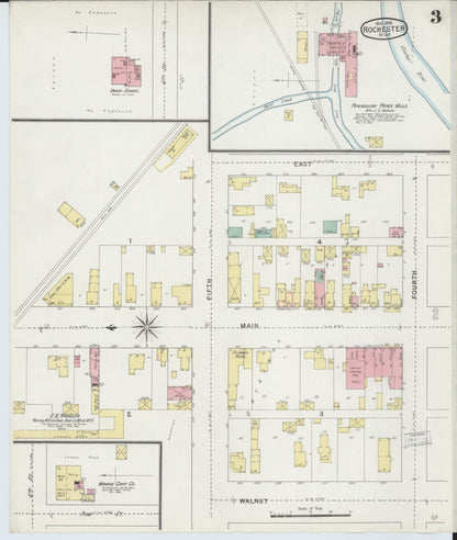 Sanborn Fire Insurance Map from Rochester, Oakland County, Michigan (1895), Sheet #0003 - Historic Sanborn Fire Insurance Map Print, vintage old map wall art, antique decor, genealogy gift, Michigan Michigan map