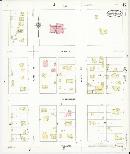 Sanborn Fire Insurance Map from Independence, Montgomery County, Kansas (1910), Sheet #0006 - Historic Sanborn Fire Insurance Map Print, vintage old map wall art, antique decor, genealogy gift, Kansas Kansas map