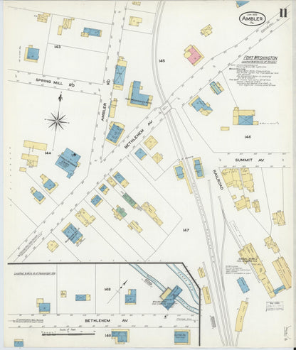 Sanborn Fire Insurance Map from Ambler, Montgomery County, Pennsylvania (1909), Sheet #0011 - Complete Map Set gallery image, historic Sanborn map, vintage wall art, Pennsylvania Pennsylvania