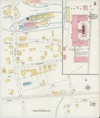 Sanborn Fire Insurance Map from Millville, Worcester County, Massachusetts (1898), Sheet #0002 - Historic Sanborn Fire Insurance Map Print, vintage old map wall art, antique decor, genealogy gift, Massachusetts Massachusetts map