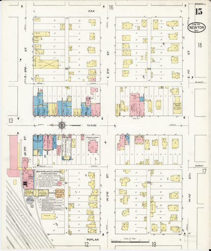 Sanborn Fire Insurance Map from Newton, Harvey County, Kansas (1915), Sheet #0015 - Complete Map Set gallery image, historic Sanborn map, vintage wall art, Kansas Kansas