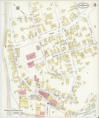 Sanborn Fire Insurance Map from Susquehanna, Susquehanna County, Pennsylvania (1911), Sheet #0003 - Historic Sanborn Fire Insurance Map Print, vintage old map wall art, antique decor, genealogy gift, Pennsylvania Pennsylvania map