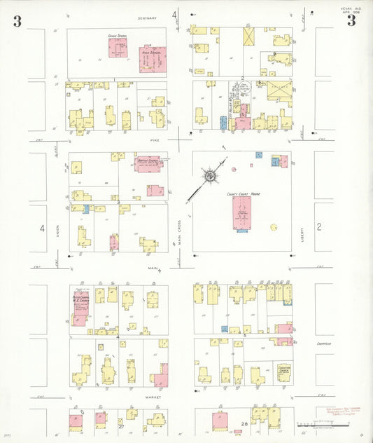 Sanborn Fire Insurance Map from Vevay, Switzerland County, Indiana (1938), Sheet #0003 - Historic Sanborn Fire Insurance Map Print, vintage old map wall art, antique decor, genealogy gift, Indiana Indiana map
