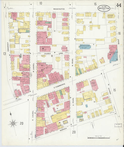 Sanborn Fire Insurance Map from Bridgeton, Cumberland County, New Jersey (1908), Sheet #0014 - Complete Map Set gallery image, historic Sanborn map, vintage wall art, New Jersey New Jersey